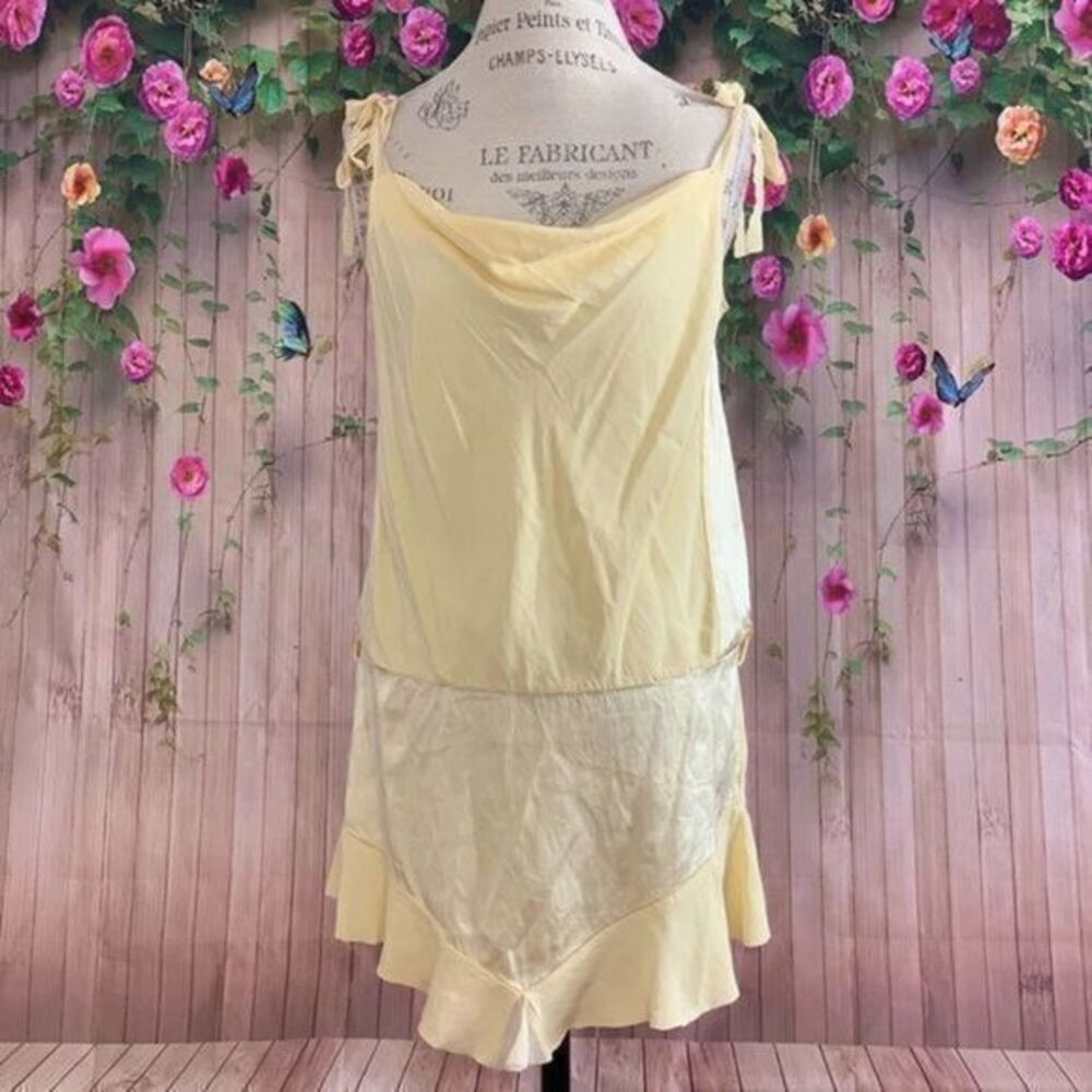 DVF Yellow Silk Tunic Blouse Mini Dress SIZE 12